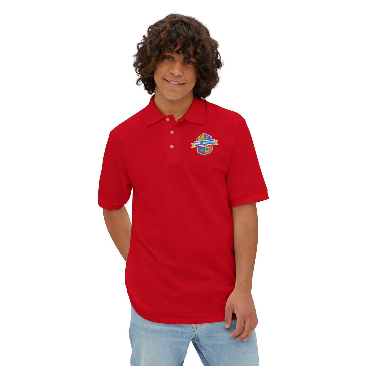 Red and Blue School Uniform Polo