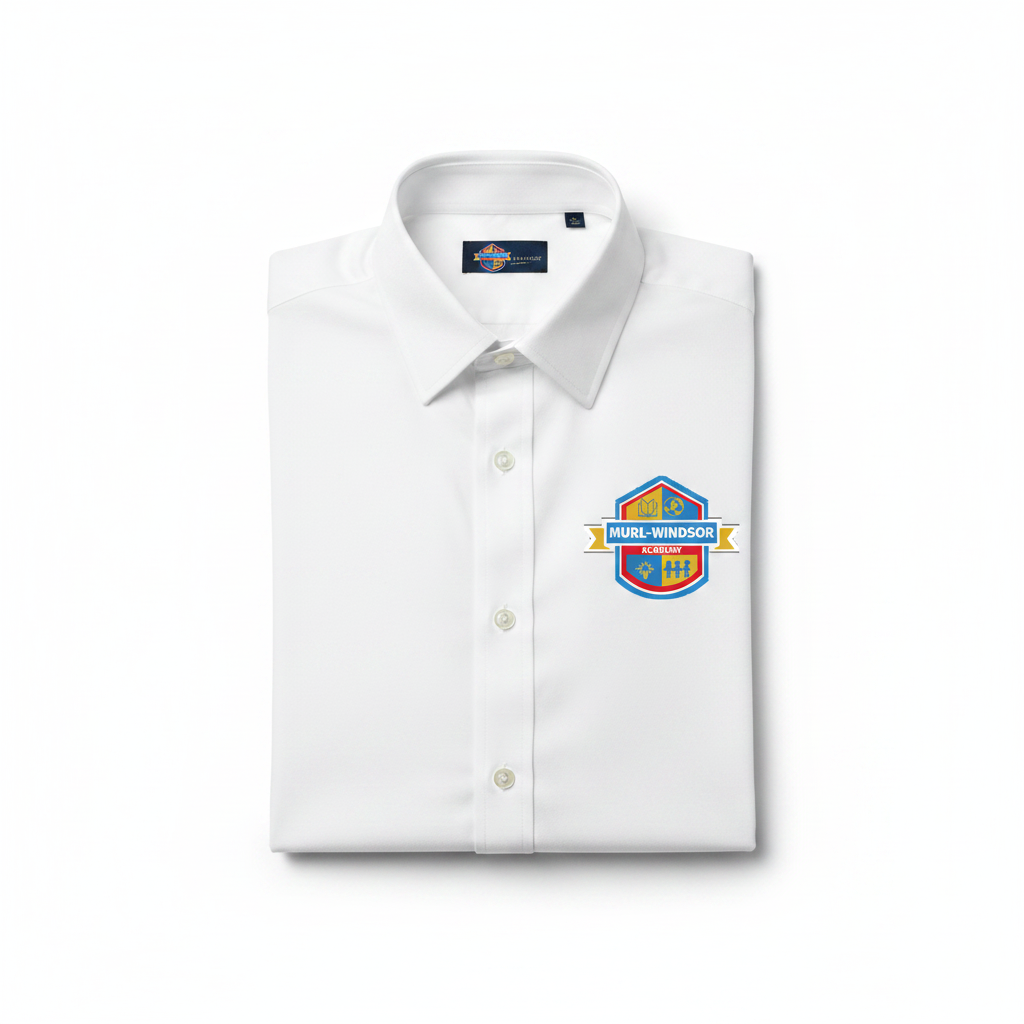 Murl-Windsor Academy White Button Down Logo Shirt