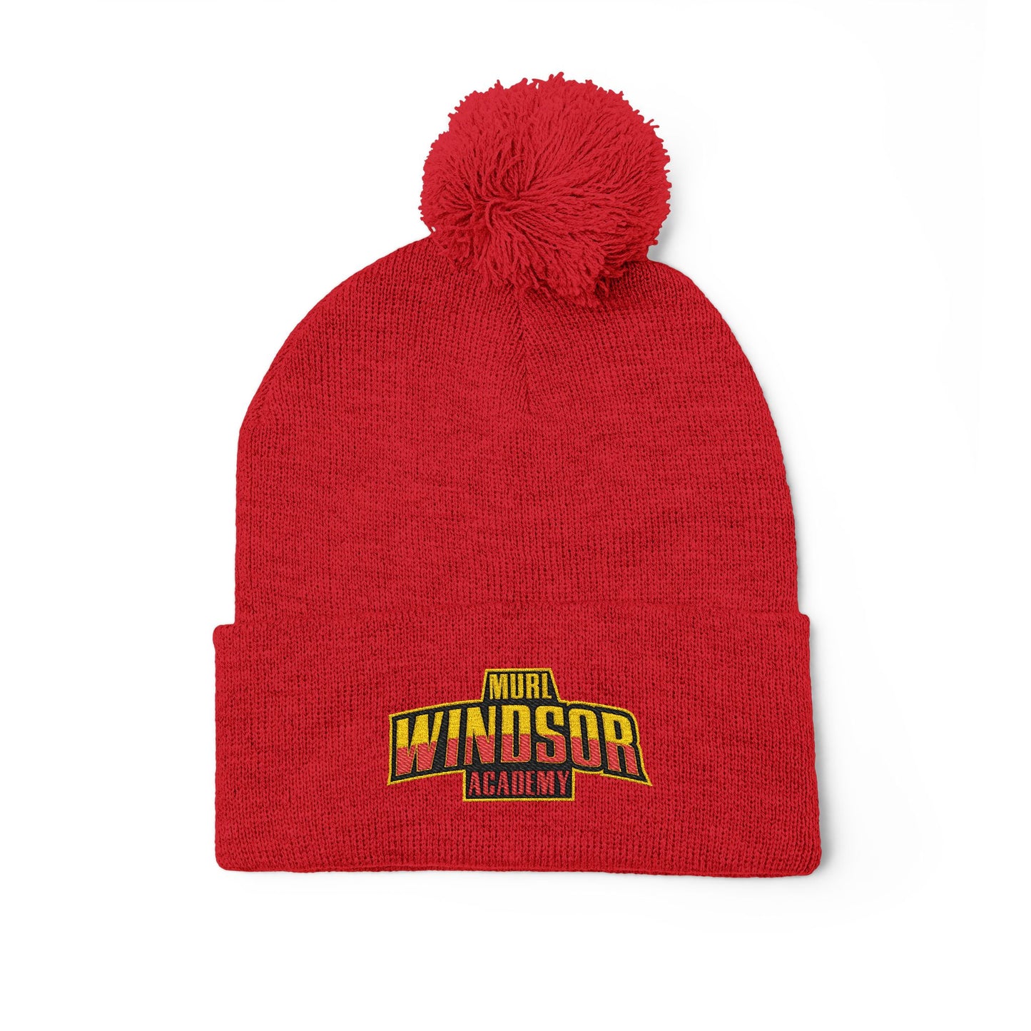 Embroidered Pom-Pom Beanie — Windsor Bakery Logo Knit Hat