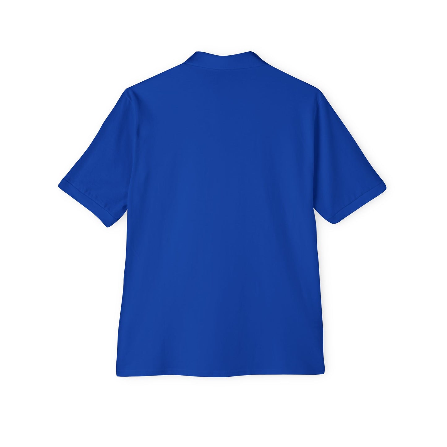 Blue Men's Polo with Retro Surf Patch - Casual Golf & Work Shirt