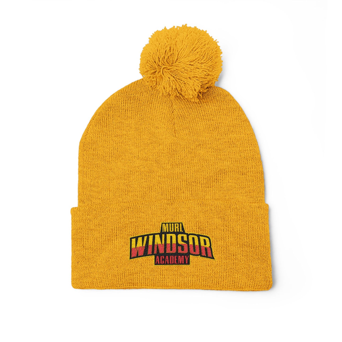 Embroidered Pom-Pom Beanie — Windsor Bakery Logo Knit Hat