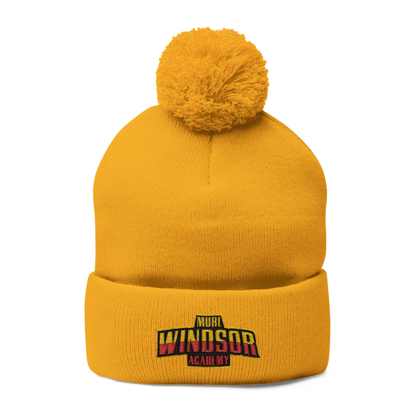 Embroidered Pom-Pom Beanie — Windsor Bakery Logo Knit Hat