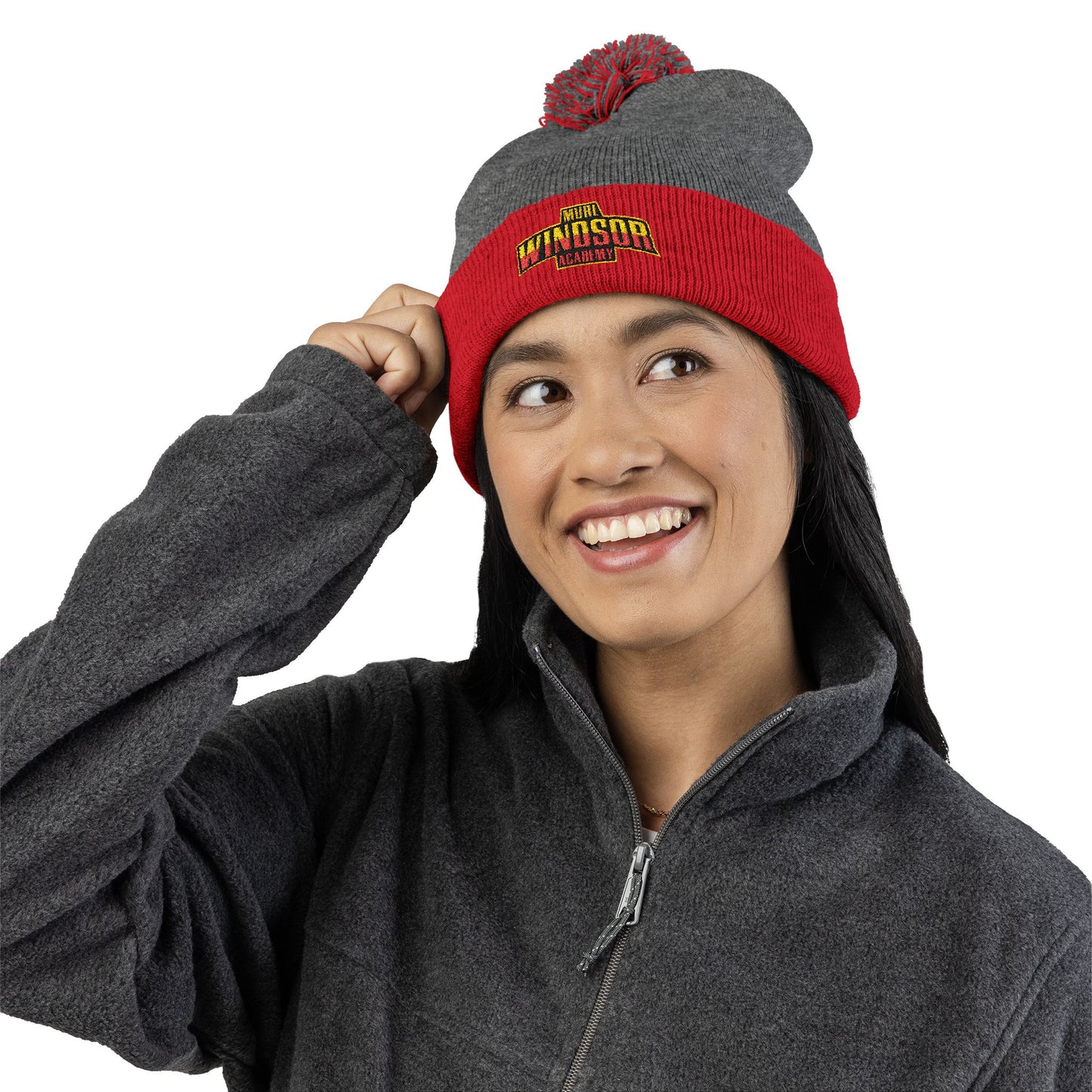 Embroidered Pom-Pom Beanie — Windsor Bakery Logo Knit Hat