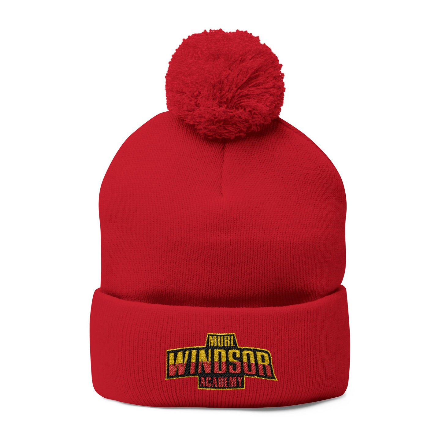 Embroidered Pom-Pom Beanie — Windsor Bakery Logo Knit Hat