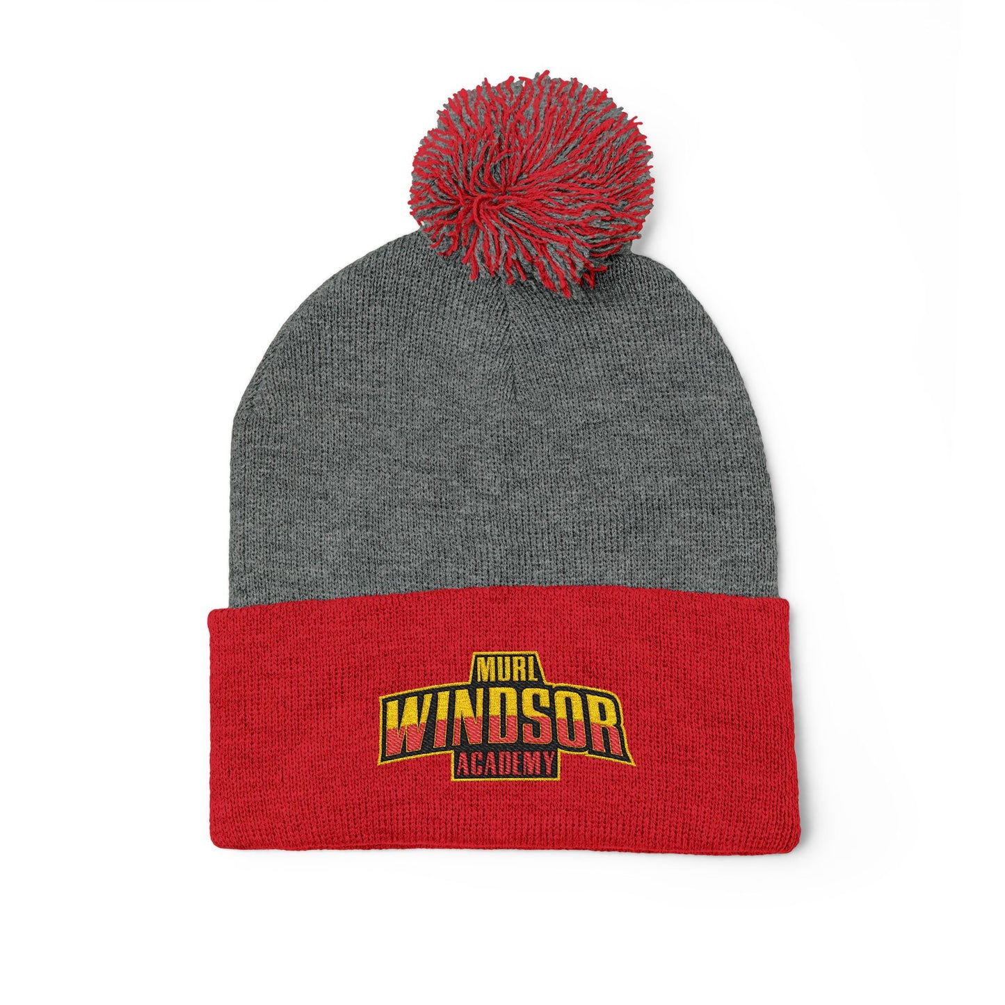 Embroidered Pom-Pom Beanie — Windsor Bakery Logo Knit Hat