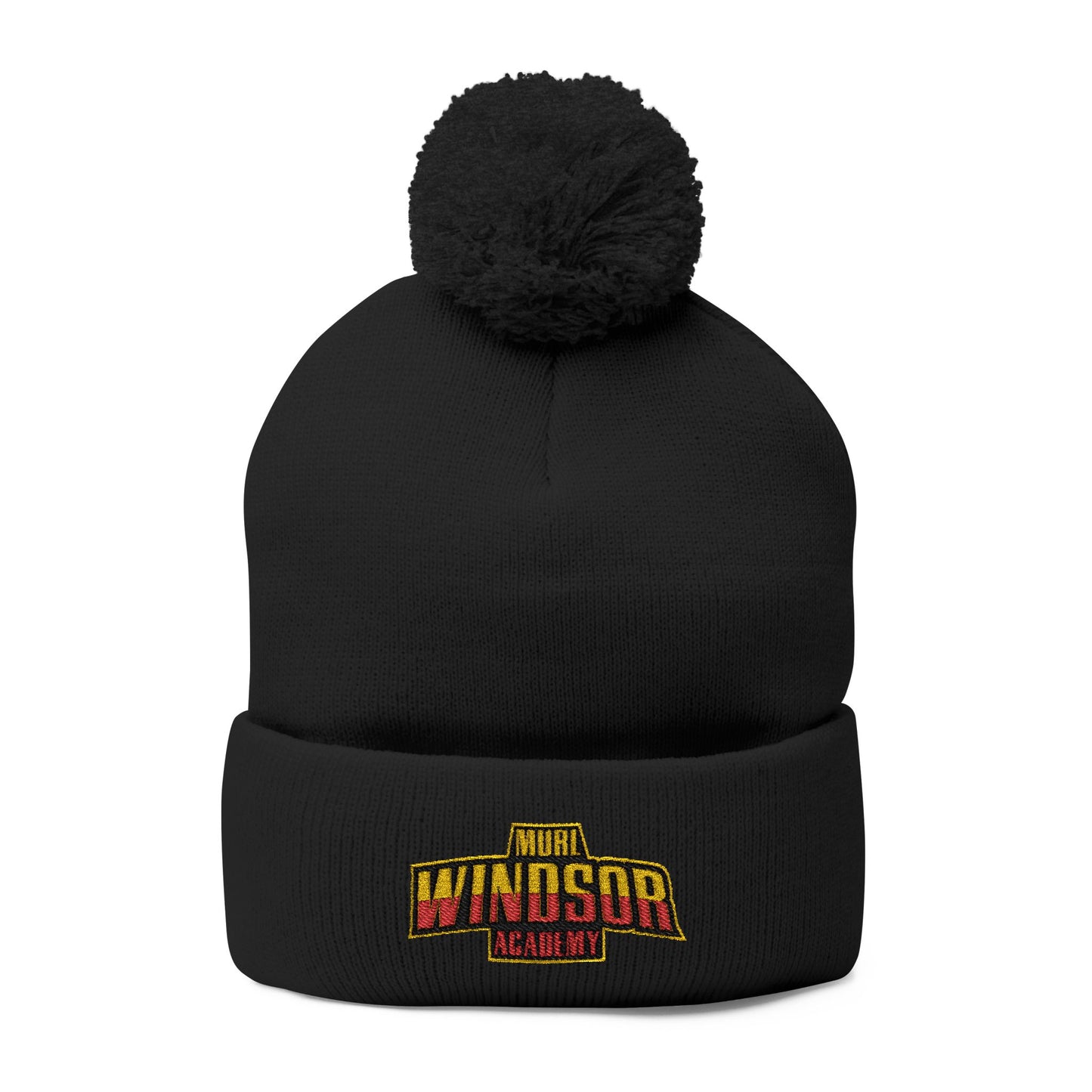 Embroidered Pom-Pom Beanie — Windsor Bakery Logo Knit Hat