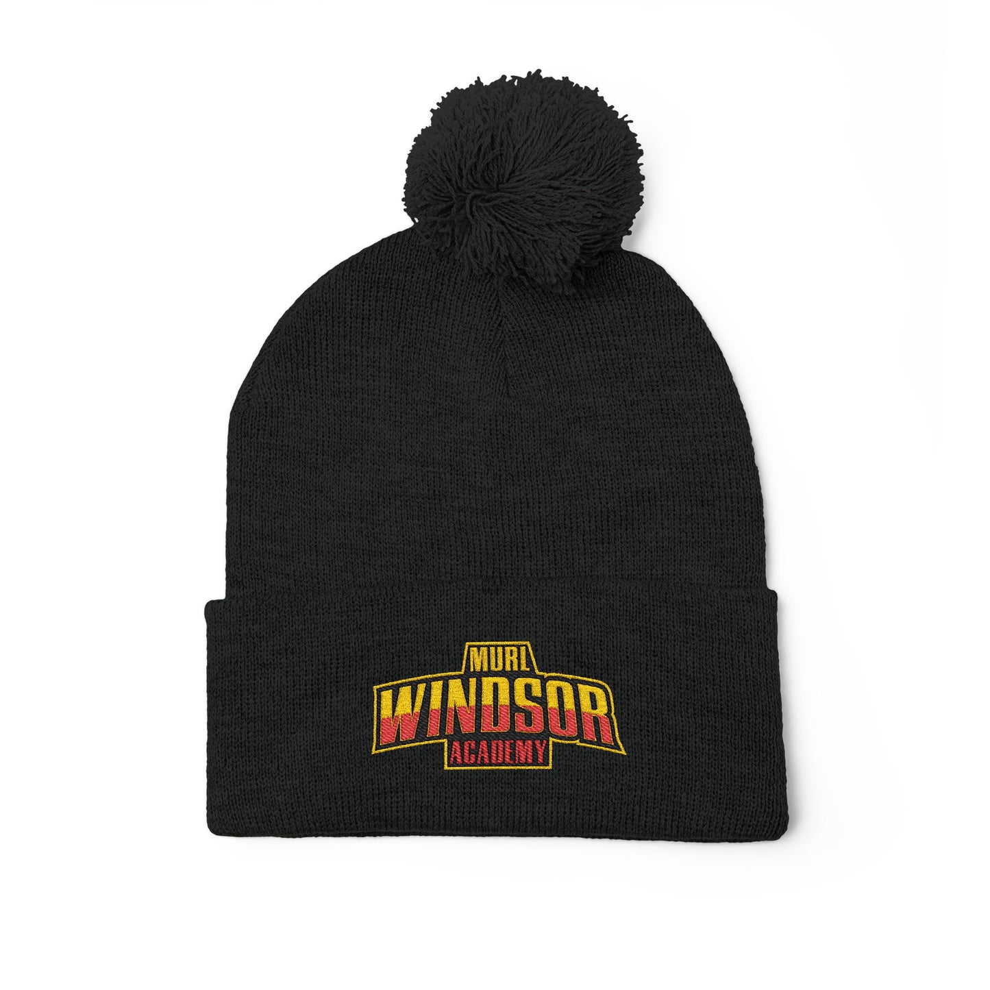 Embroidered Pom-Pom Beanie — Windsor Bakery Logo Knit Hat