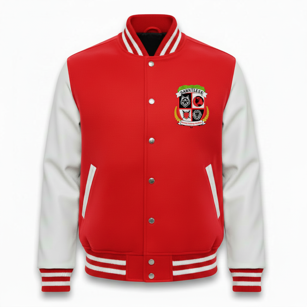 Dauntless Letterman Jacket - Fiery Red & White